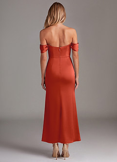 Azazie Saige Bridesmaid Dresses Rust Mermaid Off the Shoulder Stretch Satin Dress image8