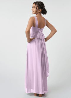 Azazie Kora Junior Frosted Lilac A-Line Pleated Chiffon Dress image4