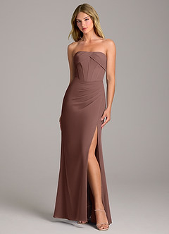 Azazie Chantel Bridesmaid Dresses Espresso Sheath Strapless Chiffon Convertible Dress image1