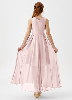 Azazie Lizette Junior Blushing Pink A-Line Pleated Chiffon Dress image5