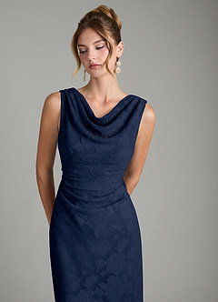 Azazie Kieryn Bridesmaid Dresses Dark Navy Mermaid Pleated Floral Burnout Dress image11
