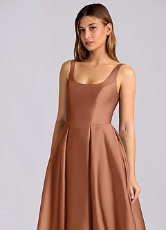 Azazie Amalie Brautjungfernkleider A-Linie Plissee Stretch-Satin Kleid Bronzer image6