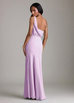 Azazie Madelyn Vestidos de damas de honor Vestido de Lila Esmerilada de Gasa de Corte Sirena Convertible con Hombro unilateral image10