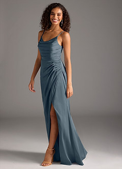 Azazie Deandra Bridesmaid Dresses Twilight Mermaid Pleated Stretch Satin Dress image4