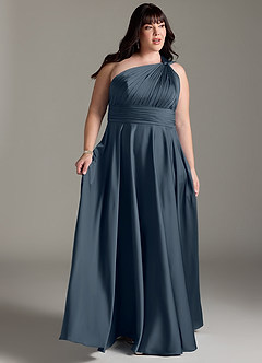 Azazie Charlize Jurken voor bruidsmeisjes Jurk van Stretch Satijn met A-lijn One-shoulder Schemering image11