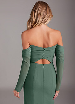 Azazie Hallie Bridesmaid Dresses Sea Moss Mermaid Long Sleeve Chiffon Dress image7