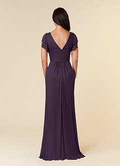Azazie Reneya Mother of the Bride Dresses Plum A-Line Pleated Mesh Dress image4