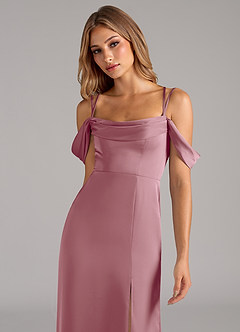 Azazie Callan Final Sale Vintage Mauve A-Line Pleated Stretch Satin Convertible Dress image6