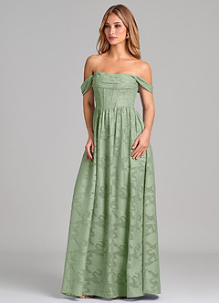 Azazie Hattie Brudtärnklänningar Klä av A-Linje i Blommig Utbrändhet Korsett Dusty Sage image3