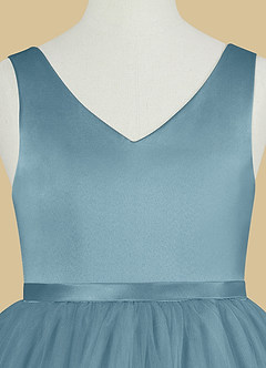 Azazie Marybell Robe Demoiselle D'honneur Fillette Robe Trapèze en Tulle Arc Bleu Maussade image8