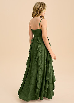 Azazie Peyton Junior Vestido de Oliva de Devorado Floral de Corte en A con Plisado image2