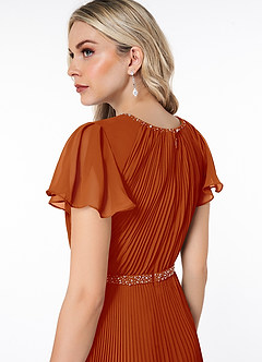 Azazie Kara vestidos de dama de honor modestos Vestido de Corte En A Plisado Hasta el suelo Gasa image6