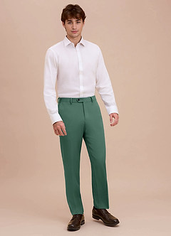 front Ethan Eucalyptus Refined Weave Dress Pants