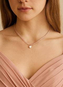 front Rodnande rosa pärlhalsband