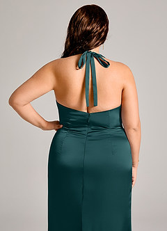 Azazie Valerie Vestidos de damas de honor Vestido de Pino de Satén Elástico de Corte Sirena con Plisado image8