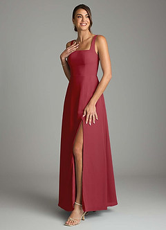 Azazie Debra 신부 들러리 드레스 A라인 포켓이 있는 쉬폰 바닥 길이 드레스 image5