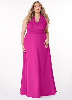 Azazie Fifi Bridesmaid Dresses Fuchsia A-Line Strapless Chiffon Convertible Dress image12
