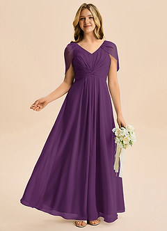 Azazie Emma Junior Robe Trapèze en Mousseline de soie Plissée Grain De Raisin image5