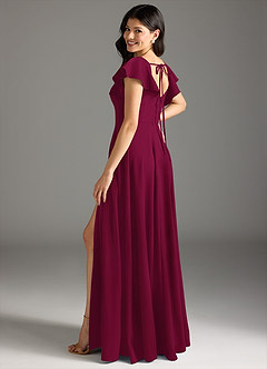 Azazie Bondi Bridesmaid Dresses Burgundy A-Line Ruched Stretch Crepe Dress image6