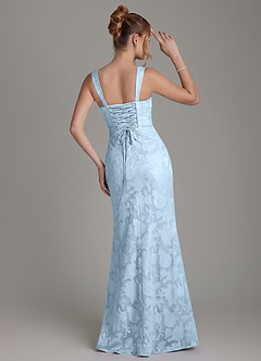 Azazie Agustina Bridesmaid Dresses Sky Blue Mermaid Corset Floral Burnout Dress image4