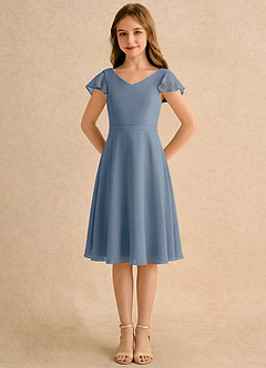 Azazie Narin Girls Formal Flower Girl Klänningar Klä A-Line i Chiffong med ärmar image5