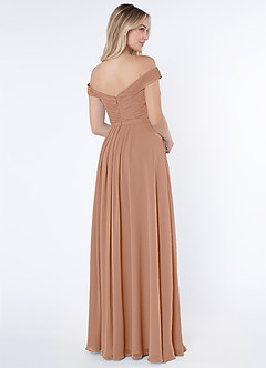 Azazie Audrianna Bridesmaid Dresses Champagne Rose A-Line Off-The-Shoulder Gathered Chiffon Convertible Dress image4