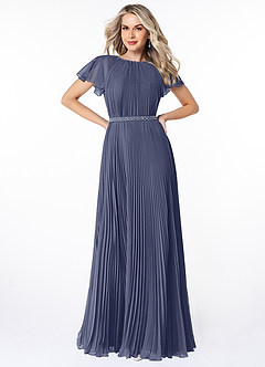 Azazie Kara vestidos de dama de honor modestos Vestido de Corte En A Plisado Hasta el suelo Gasa image1