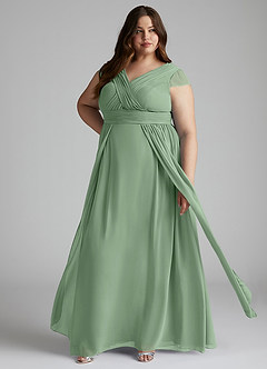 Azazie Organa Bridesmaid Dresses Matcha A-Line Pleated Chiffon Dress image7