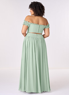 Barbie ♥ Azazie Jurken voor bruidsmeisjes Converteerbaar Jurk van Chiffon met A-Lijn Off the Shoulder Agave image9