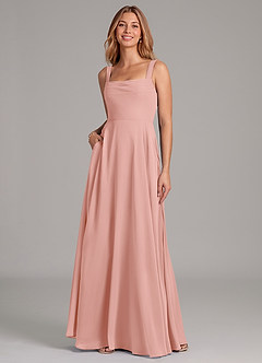 Azazie Shaude Robes de demoiselle d'honneur Robe Trapèze en Mousseline de soie Plissée Rosette image3