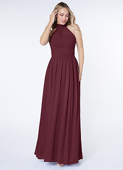 Azazie Iman Bridesmaid Dresses Cabernet A-Line A-Line Ruched Chiffon Dress image4