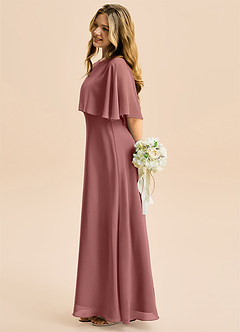 Azazie Maris Junior Abito A-Line in Chiffon Rosa Del Deserto image3