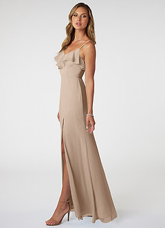 Azazie Natalia Vestidos de madrinha de casamento Vestido Cinza de Chiffon de Linha A image3