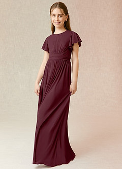 Azazie Mosley Junior A-Linie Gestreift Gittergewebe Kleid Cabernetrot image5