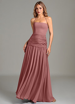Azazie Vashti Bridesmaid Dresses Desert Rose A-Line Chiffon Dress image1