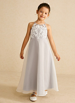Azazie Ladybug Blumenmädchenkleider A-Linie Spitze Organza Kleid Frost image2