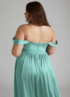 Azazie Morana Final Sale Amethyst A-Line Off the Shoulder Stretch Satin Convertible Dress image18