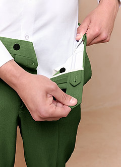 front James Olive Structured Stretch Suit