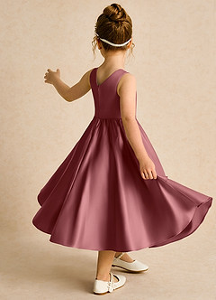 Azazie Hermia Flower Girl Dresses Amethyst A-Line Sleeveless Matte Satin Dress image5