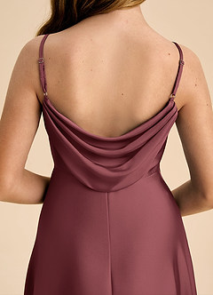 Azazie Bug Junior Abito A-Line in Raso Elasticizzato Plissettato Merlot image8