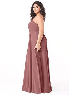 Azazie Dixie Bridesmaid Dresses Desert Rose A-Line Halter Pleated Chiffon Dress image8