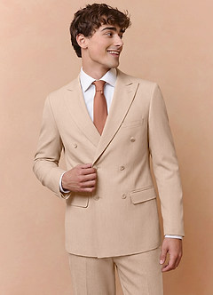 front Collins Bronceado Chaqueta cruzada de mezcla de lana