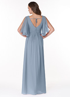 Azazie Temeka Bridesmaid Dresses Dusty Blue A-Line Ruched Chiffon Dress image2