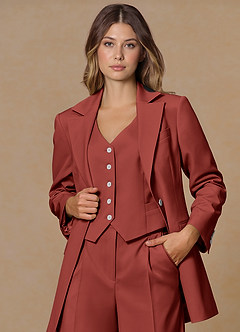 front Rowan Terracotta Refined Weave Performance blazer
