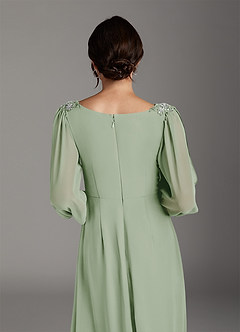 Azazie Gypsy Mother of the Bride Dresses Dusty Sage A-Line V-Neck Sequins Chiffon Dress image5