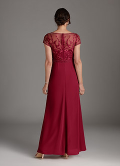 Azazie Silvia Abiti per la Madre della Sposa Abito A-Line in Chiffon Pizzo Borgogna image3