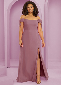 Barbie ♥ Azazie Bridesmaid Dresses Vintage Mauve A-Line Off the Shoulder Chiffon Convertible Dress image7