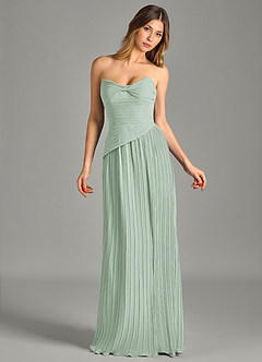 Azazie Becka Bridesmaid Dresses Agave A-Line Strapless Chiffon Dress image4