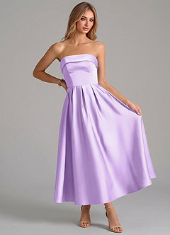 Azazie Lucienne Brudtärnklänningar Klä av A-Linje i Stretch Satin Plisserad Lila image5