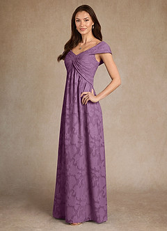 Azazie Myrtle Final Sale Wisteria A-Line Pleated Floral Burnout Dress image2